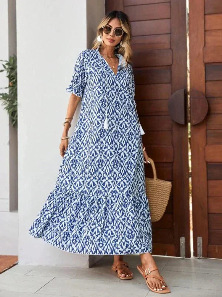 Teodora · Vestido largo suelto de flores – Silvia Morel