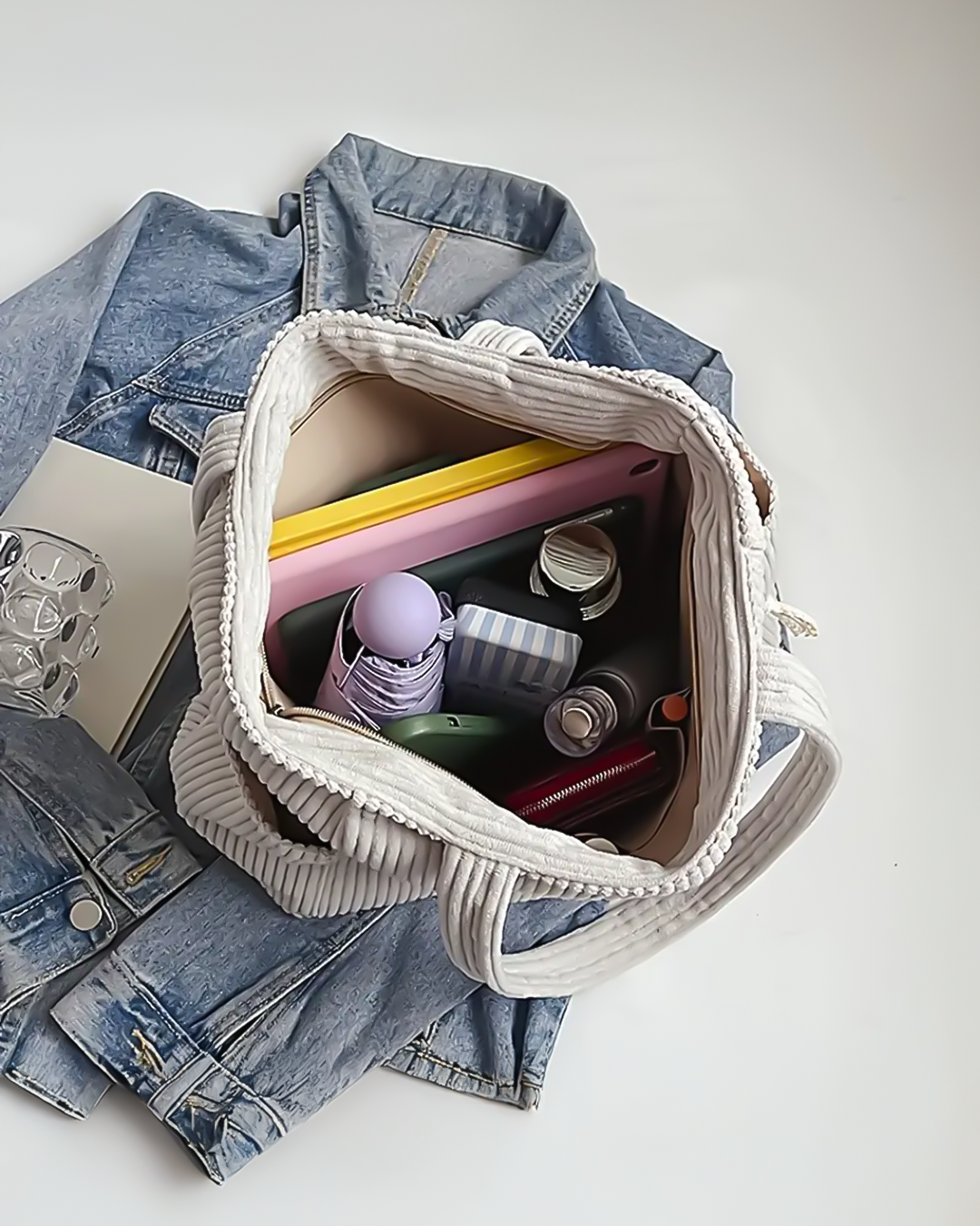 Abigail · Bolso tote acanalado con cordón – Silvia Morel