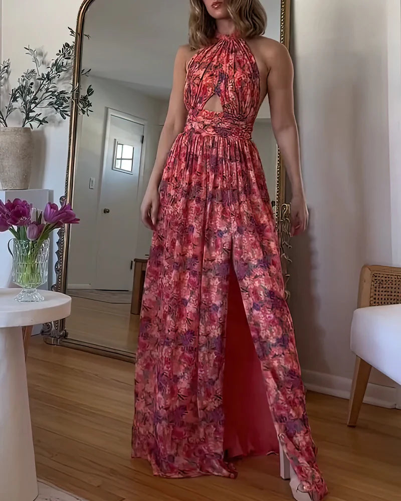 Miranda · Vestido largo floral con espalda abierta – Silvia Morel
