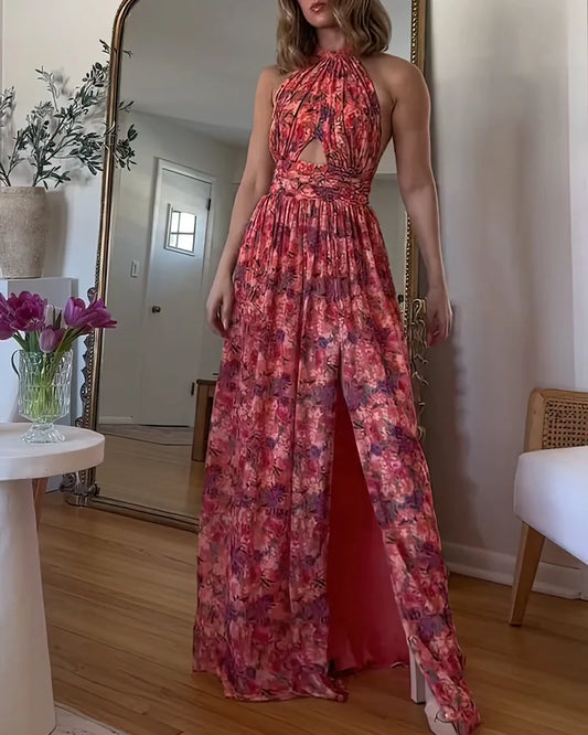 Miranda · Vestido largo floral con espalda abierta – Silvia Morel
