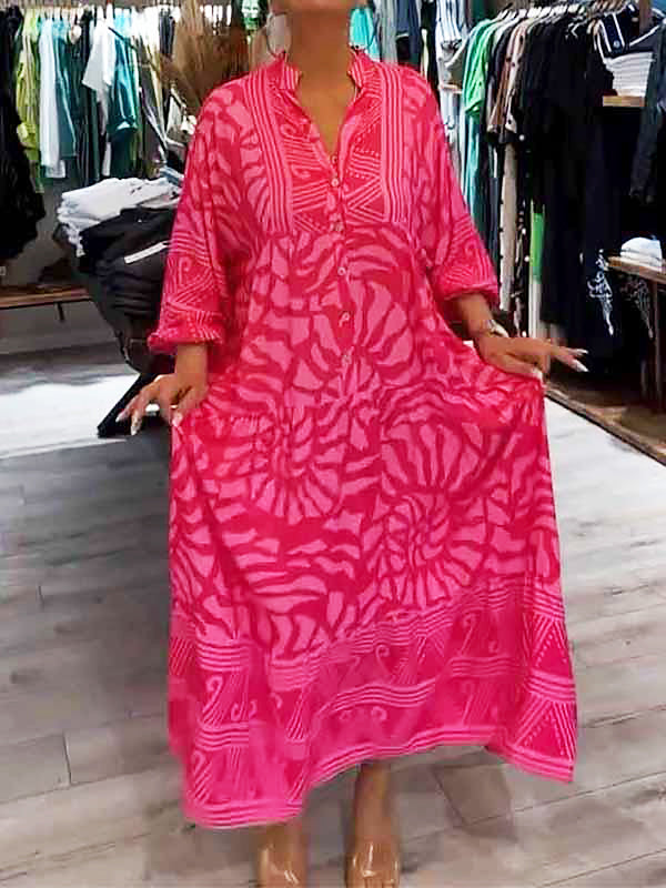 Xiomara · Vestido estampado de algodón con escote en V – Silvia Morel