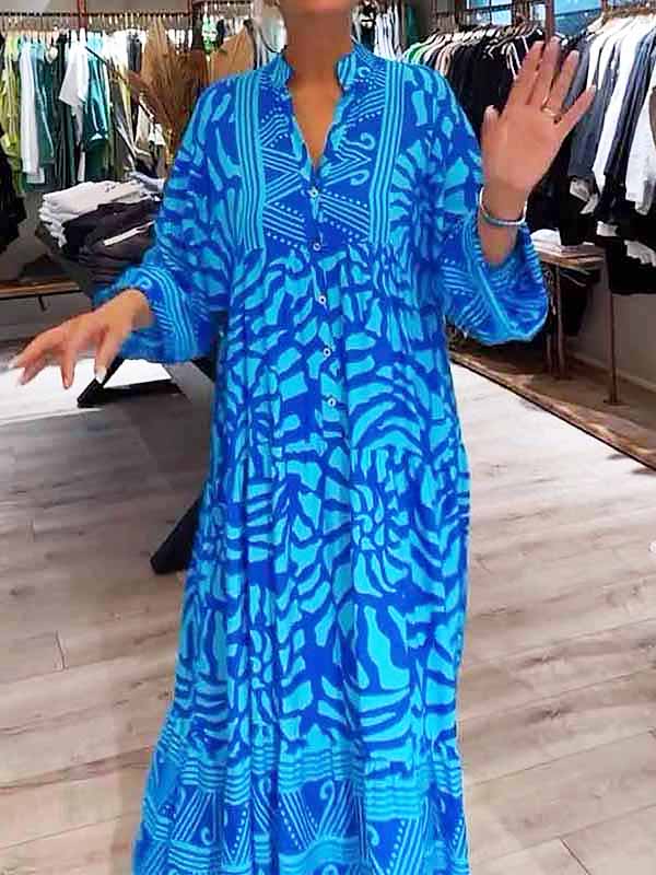 Xiomara · Vestido estampado de algodón con escote en V – Silvia Morel