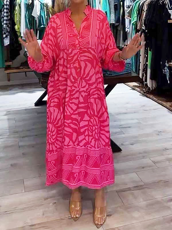Xiomara · Vestido estampado de algodón con escote en V – Silvia Morel