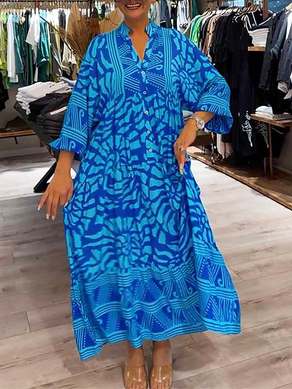 Xiomara · Vestido estampado de algodón con escote en V – Silvia Morel