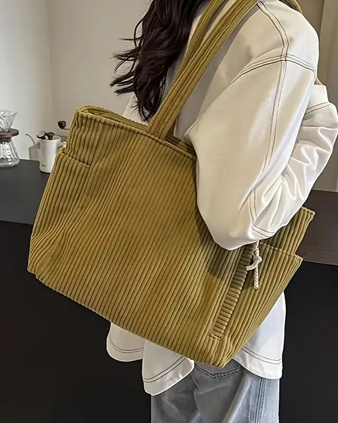 Abigail · Bolso tote acanalado con cordón – Silvia Morel