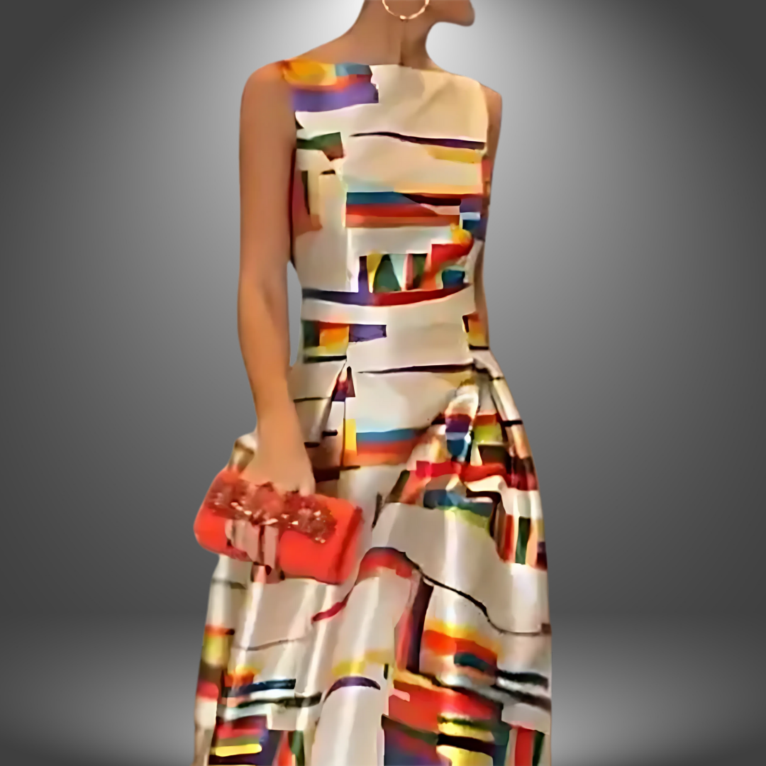 Dulce · Vestido largo geométrico – Silvia Morel