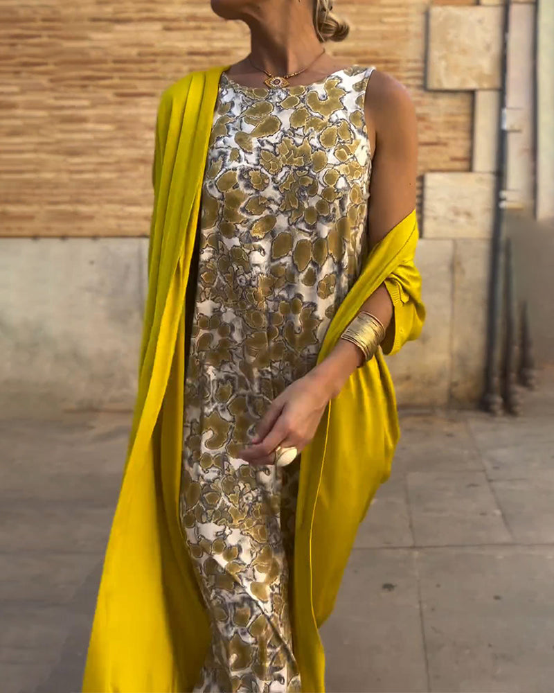 Pía · Vestido largo con cárdigan a juego – Silvia Morel