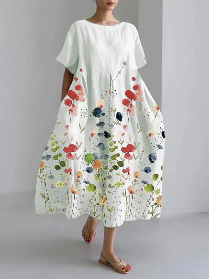 Luana · Vestido casual blanco con flores – Silvia Morel