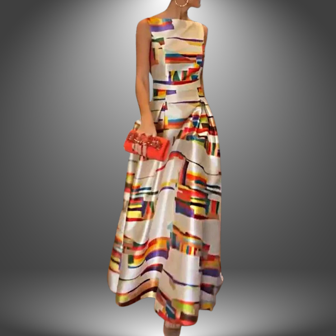 Dulce · Vestido largo geométrico – Silvia Morel