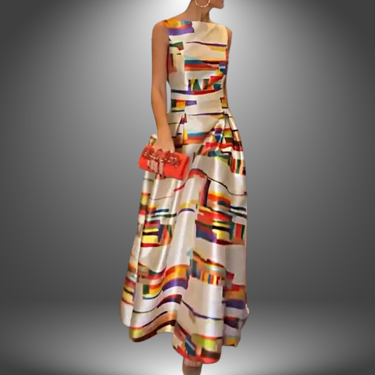 Dulce · Vestido largo geométrico – Silvia Morel