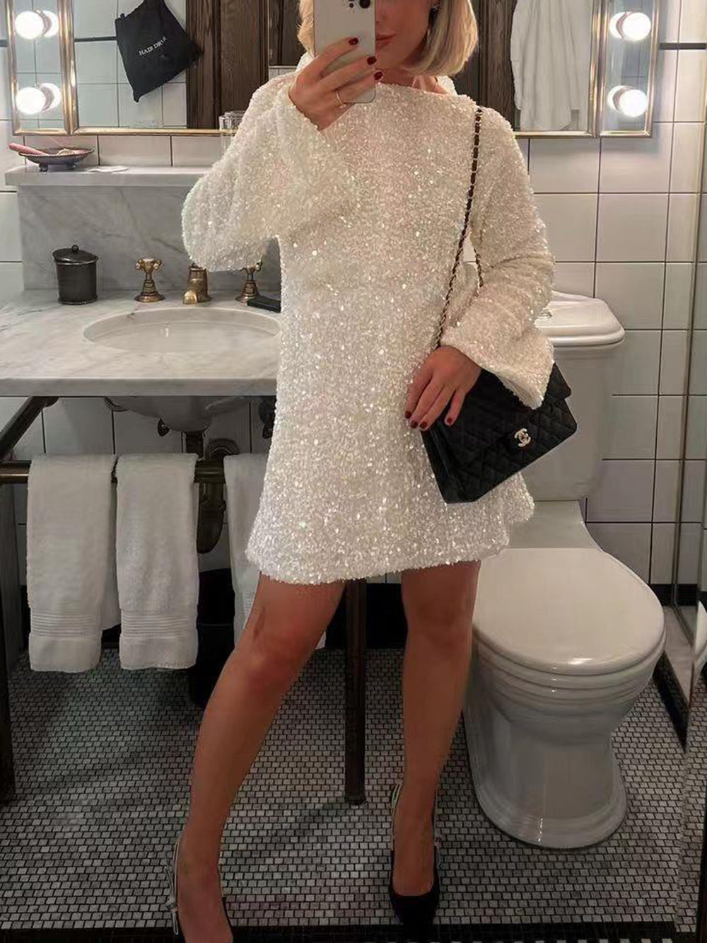 Leandra · Vestido de lentejuelas con lazo – Silvia Morel