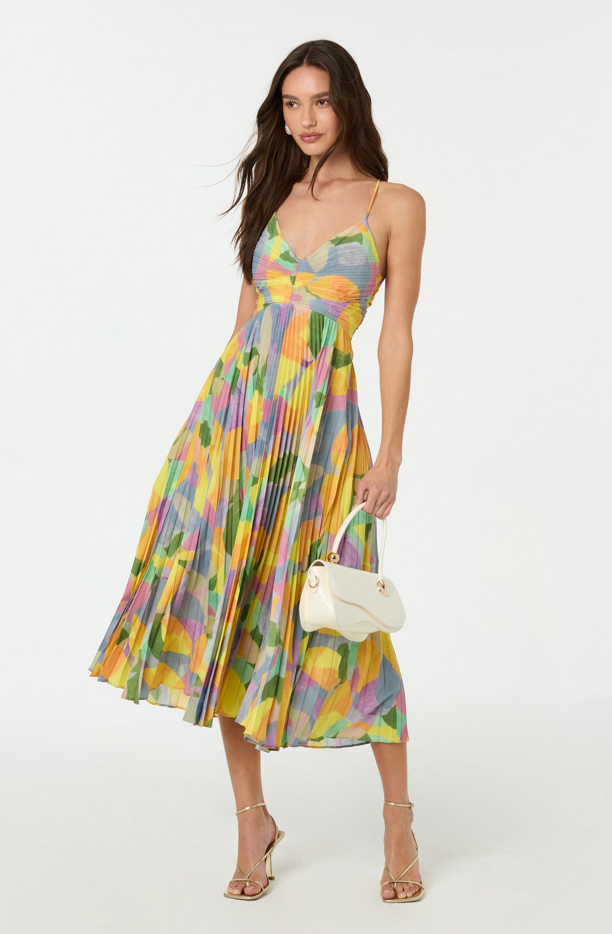 Estrella · Vestido largo plisado floral con espalda abierta – Silvia Morel