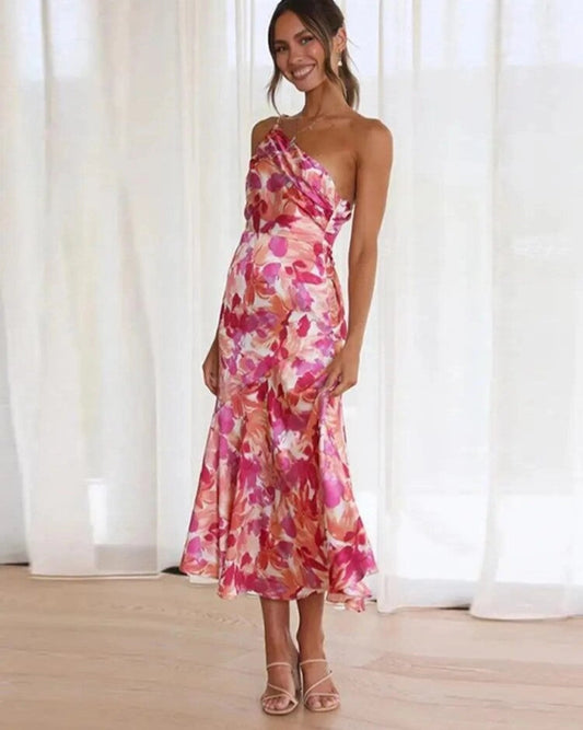 Camelia Sol · Vestido largo floral de un hombro – Silvia Morel
