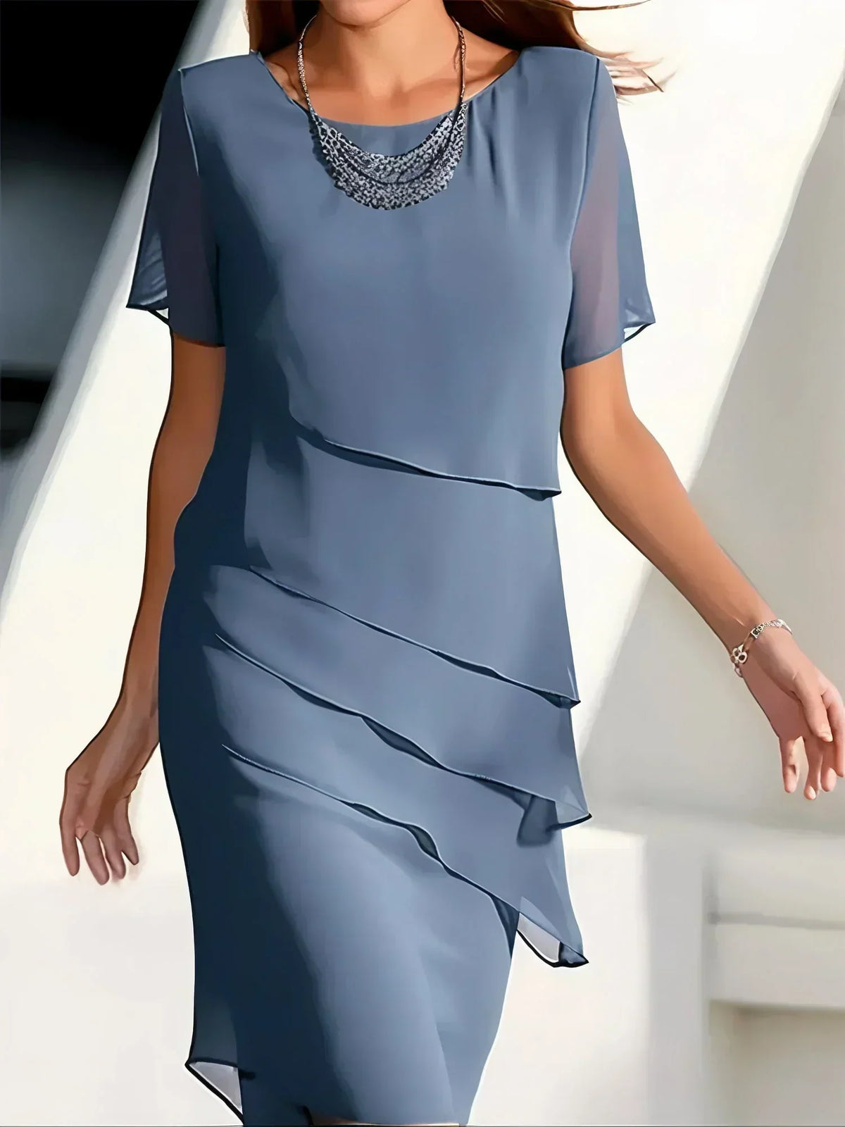 Bibiana · Vestido elegante que disimula el abdomen – Silvia Morel