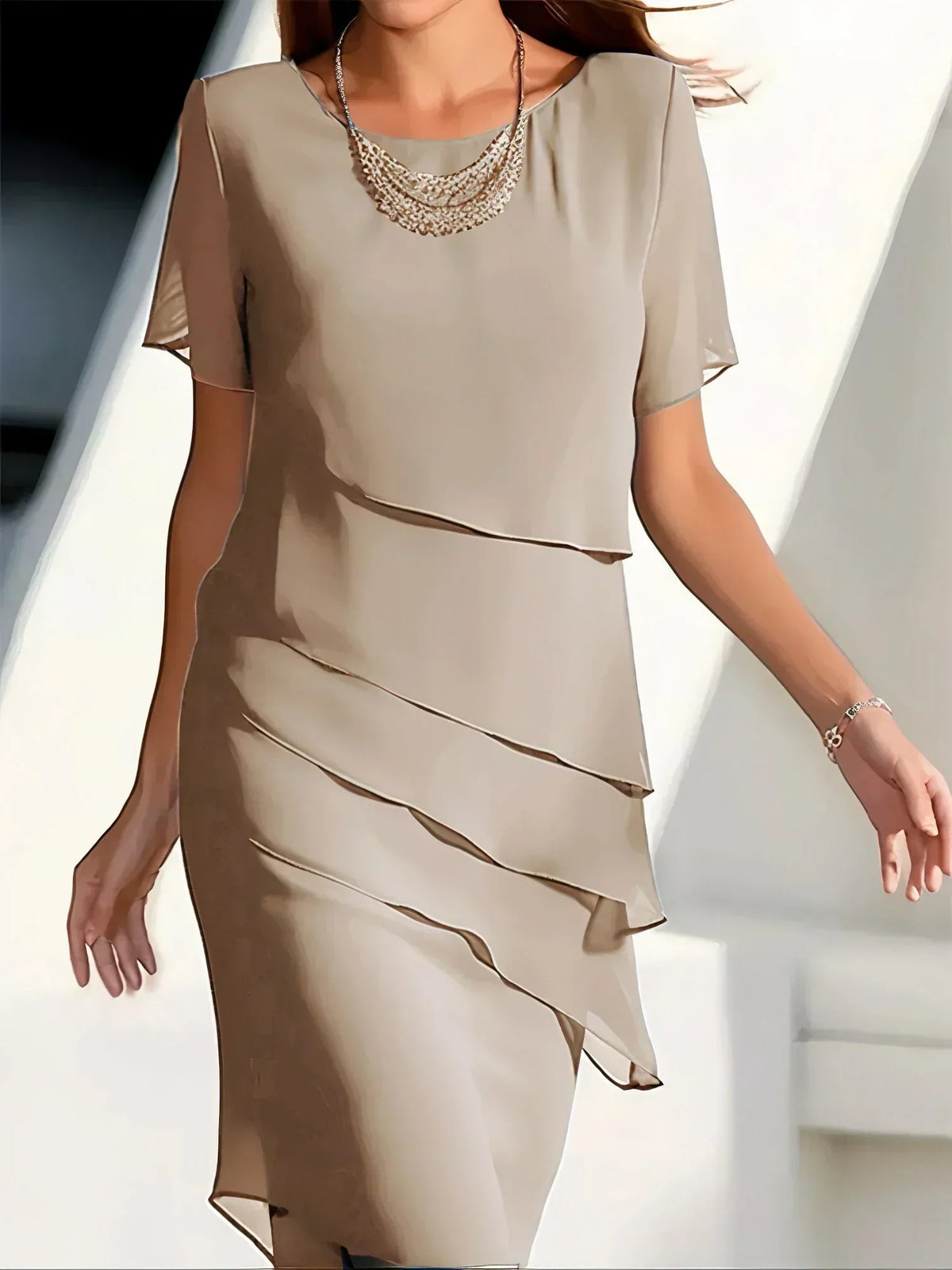 Bibiana · Vestido elegante que disimula el abdomen – Silvia Morel