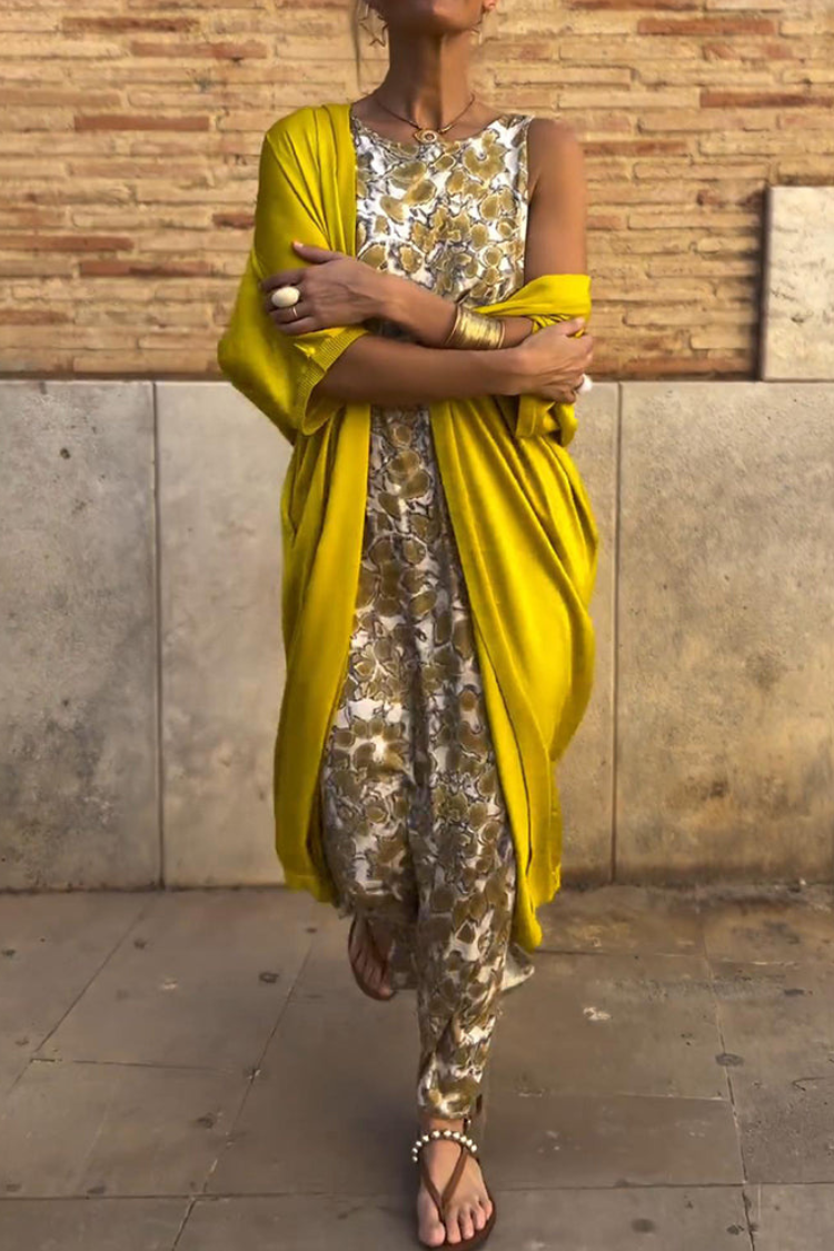 Pía · Vestido largo con cárdigan a juego – Silvia Morel