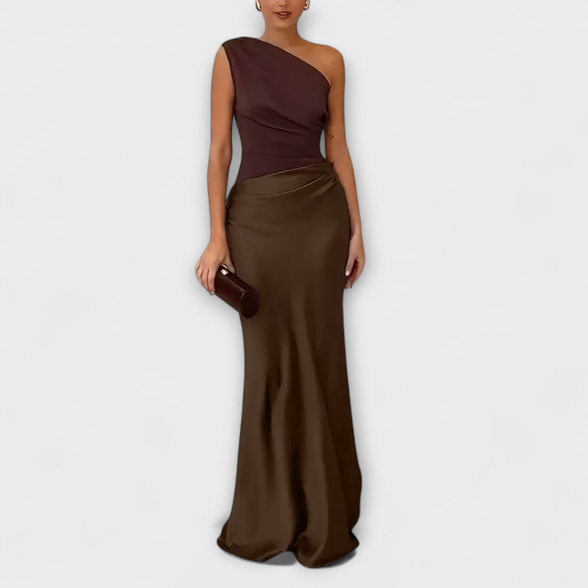 Marina · Vestido largo de un hombro plisado – Silvia Morel