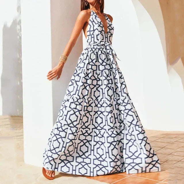 Geométrica · Vestido de estampado geométrico – Silvia Morel
