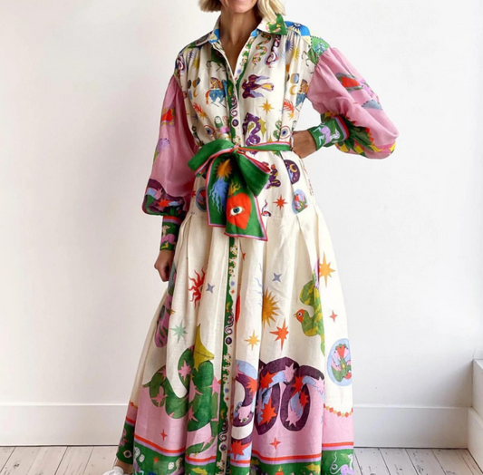 Volante · Vestido con volumen estampado – Silvia Morel