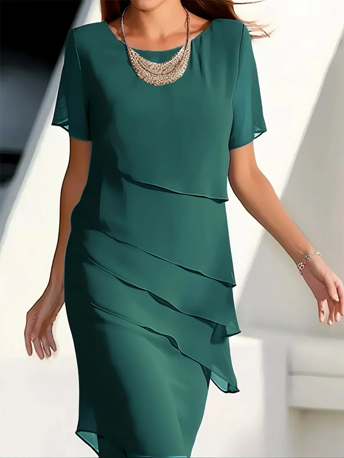 Bibiana · Vestido elegante que disimula el abdomen – Silvia Morel