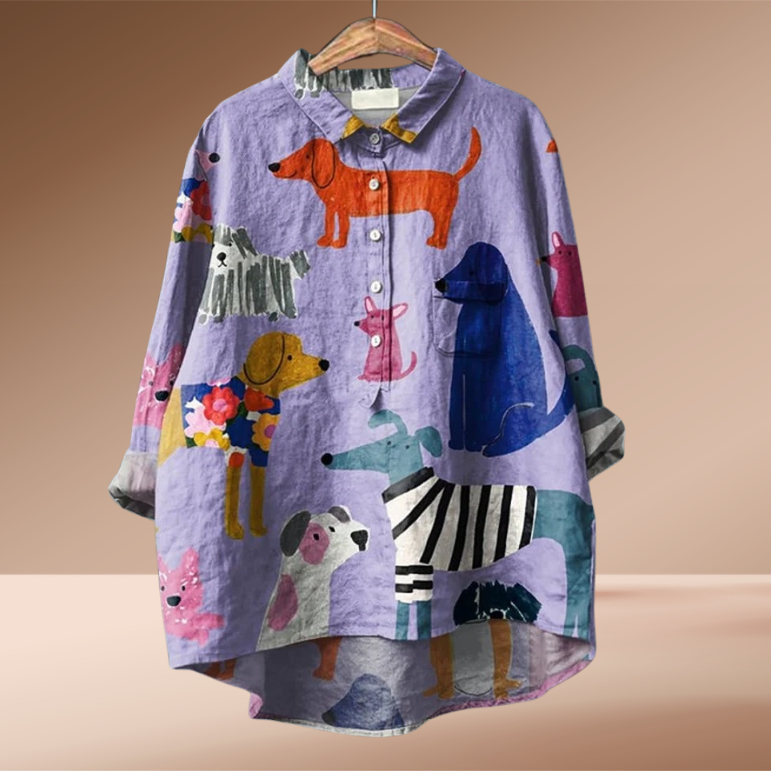 Carmina · Blusa con estampado de perros – Silvia Morel