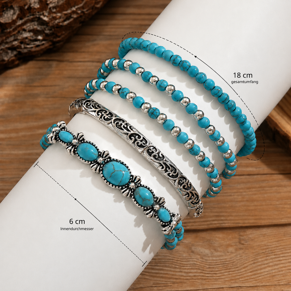Turquesa · Set de 5 pulseras boho – Silvia Morel
