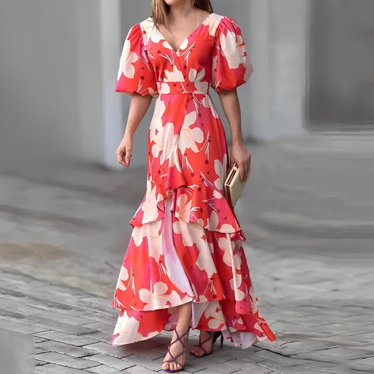 Lourdes · Vestido floral con mangas abombadas – Silvia Morel