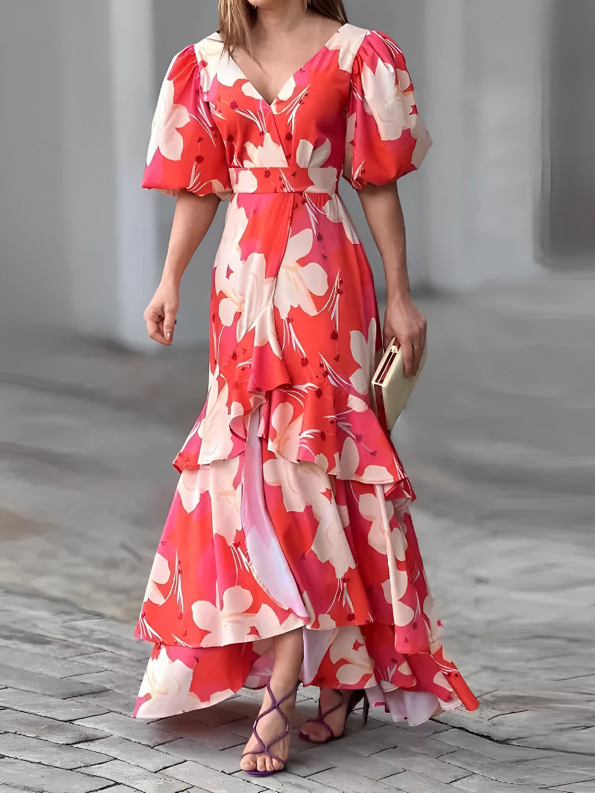 Lourdes · Vestido floral con mangas abombadas – Silvia Morel