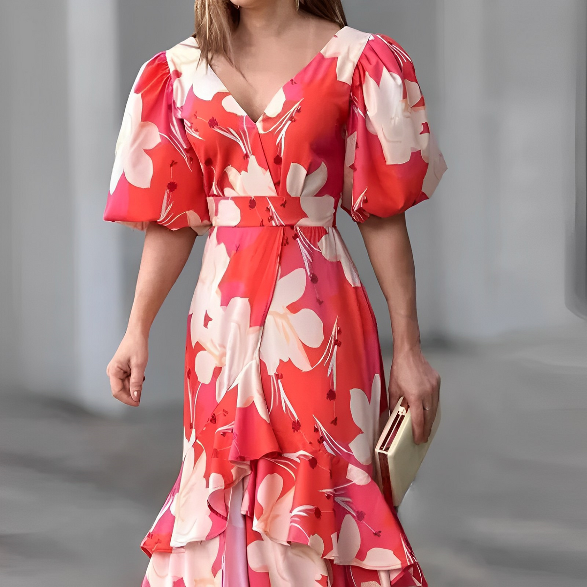 Lourdes · Vestido floral con mangas abombadas – Silvia Morel