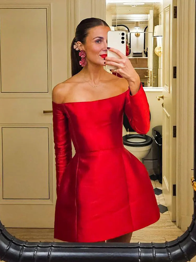 Jacinta · Vestido corto de hombros descubiertos – Silvia Morel