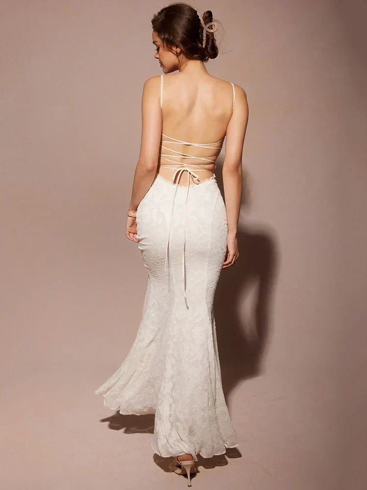 Raquel · Vestido largo con lazadas – Silvia Morel