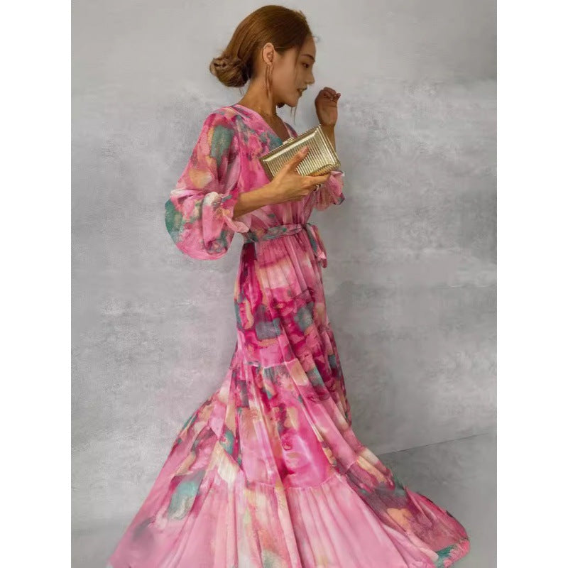 Catalina · Vestido midi floral con escote en V – Silvia Morel
