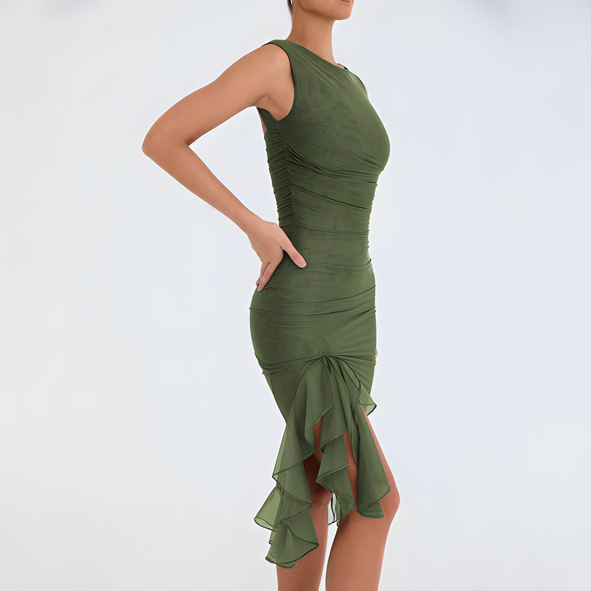Amalia · Vestido ajustado con volantes – Silvia Morel