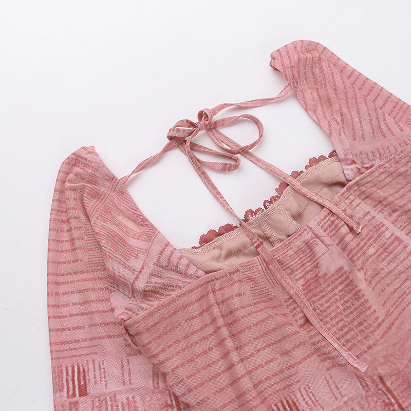 Lorena · Vestido rosa ceñido de manga larga – Silvia Morel