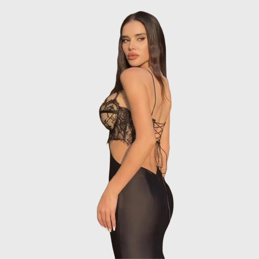 Vanesa · Vestido de noche sirena satinado – Silvia Morel