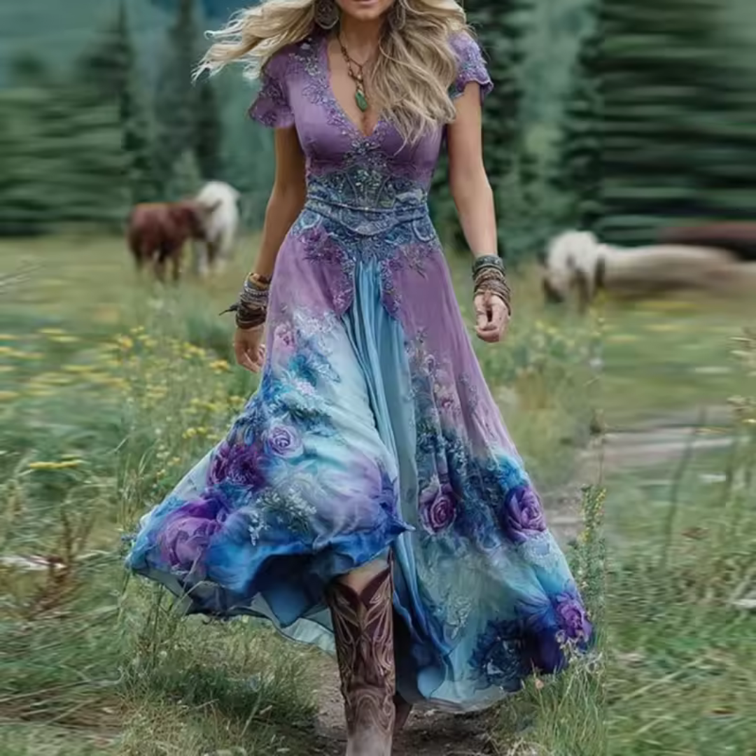 Campestre · Vestido bordado floral entallado – Silvia Morel