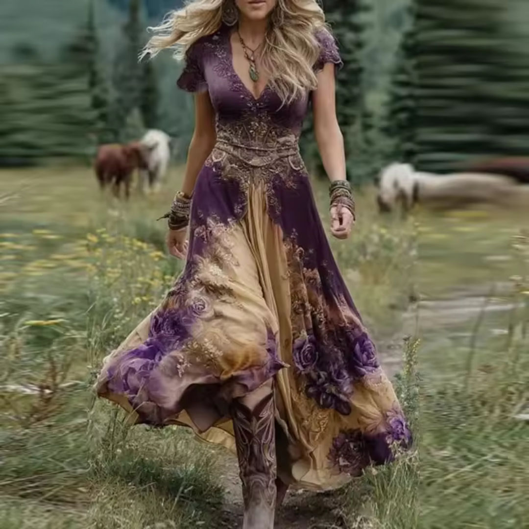 Campestre · Vestido bordado floral entallado – Silvia Morel