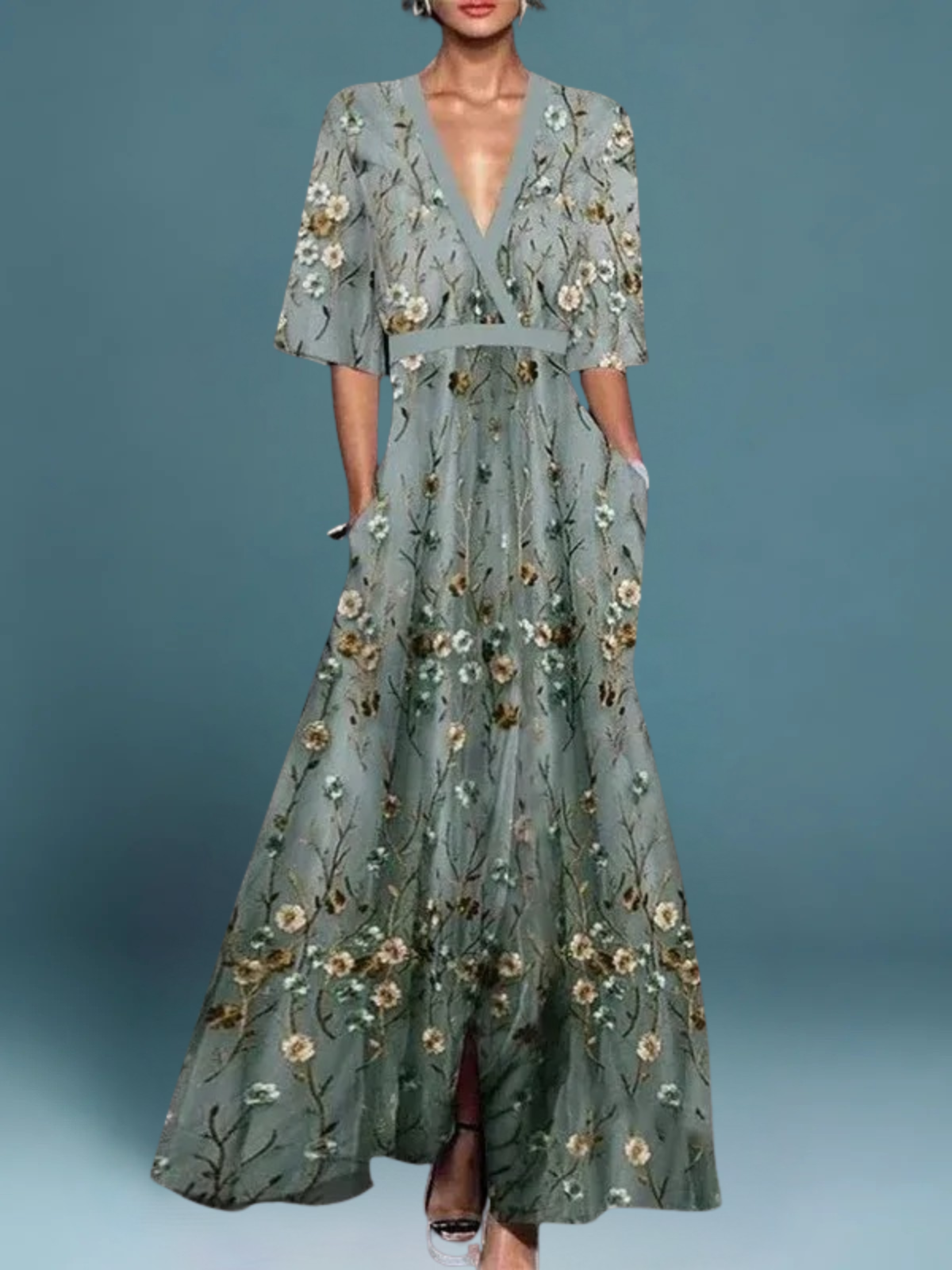 Áurea · Vestido largo floral elegante – Silvia Morel