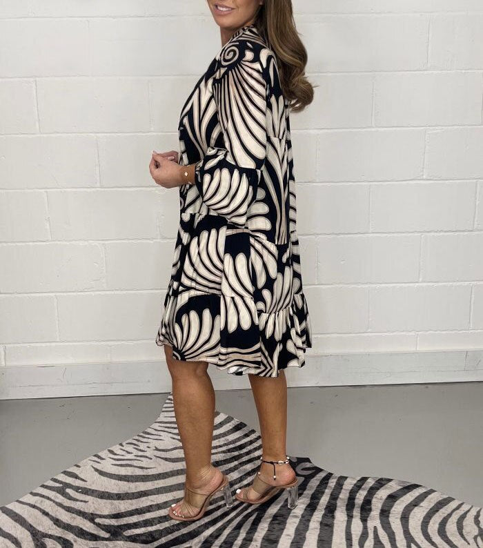 Araceli · Vestido bicolor hasta la rodilla – Silvia Morel