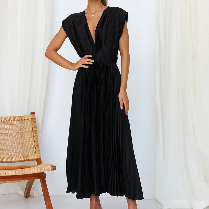 Delfa · Vestido plisado sin mangas con cremallera – Silvia Morel
