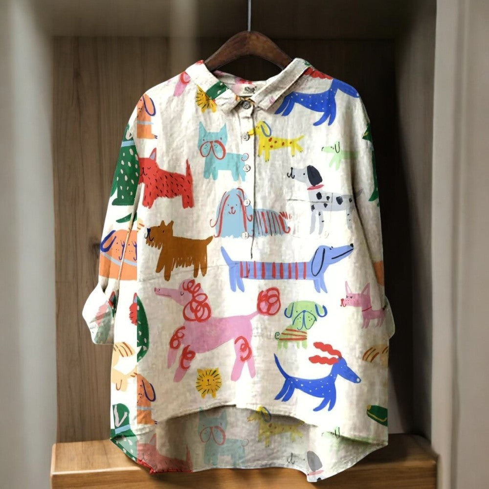 Carmina · Blusa con estampado de perros – Silvia Morel