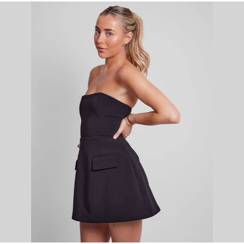 Sol · Vestido corto sin tirantes – Silvia Morel