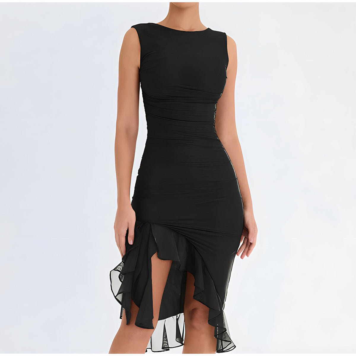 Amalia · Vestido ajustado con volantes – Silvia Morel