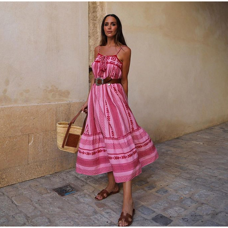 Soledad · Vestido largo bordado rosa – Silvia Morel