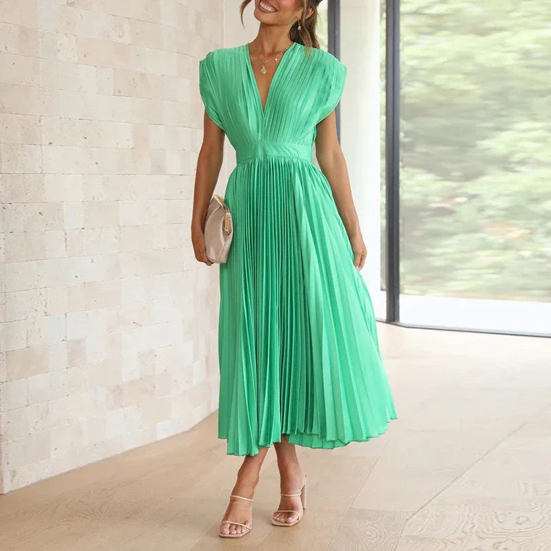 Delfa · Vestido plisado sin mangas con cremallera – Silvia Morel