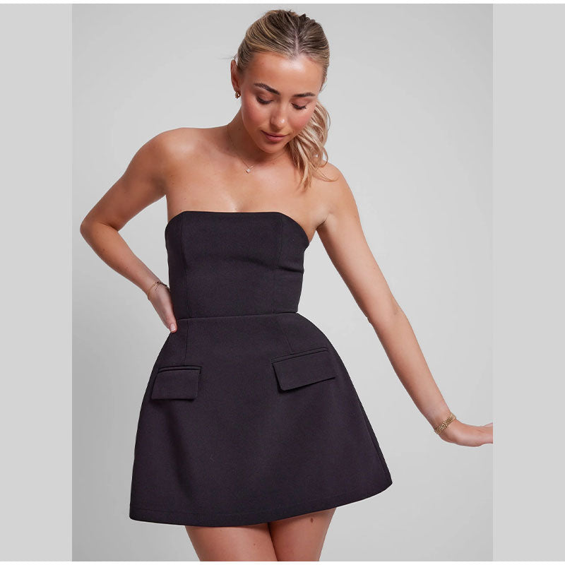 Sol · Vestido corto sin tirantes – Silvia Morel