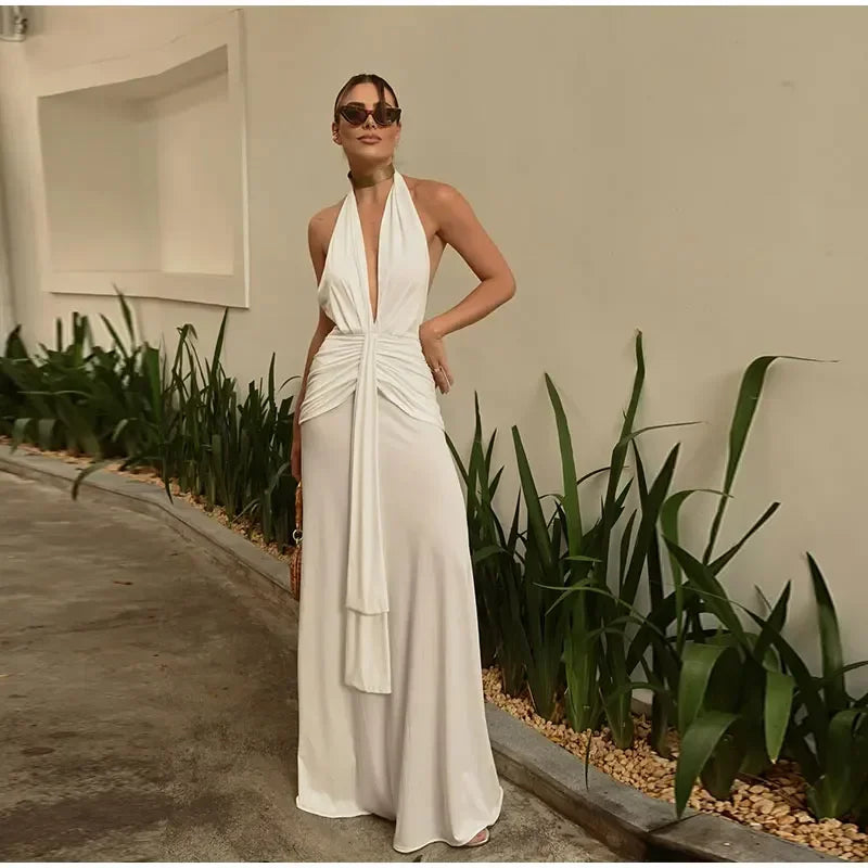 Macarena · Vestido formal con cuello halter – Silvia Morel