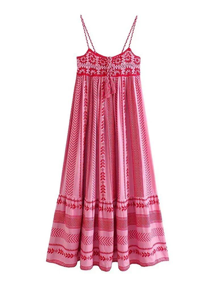 Soledad · Vestido largo bordado rosa – Silvia Morel