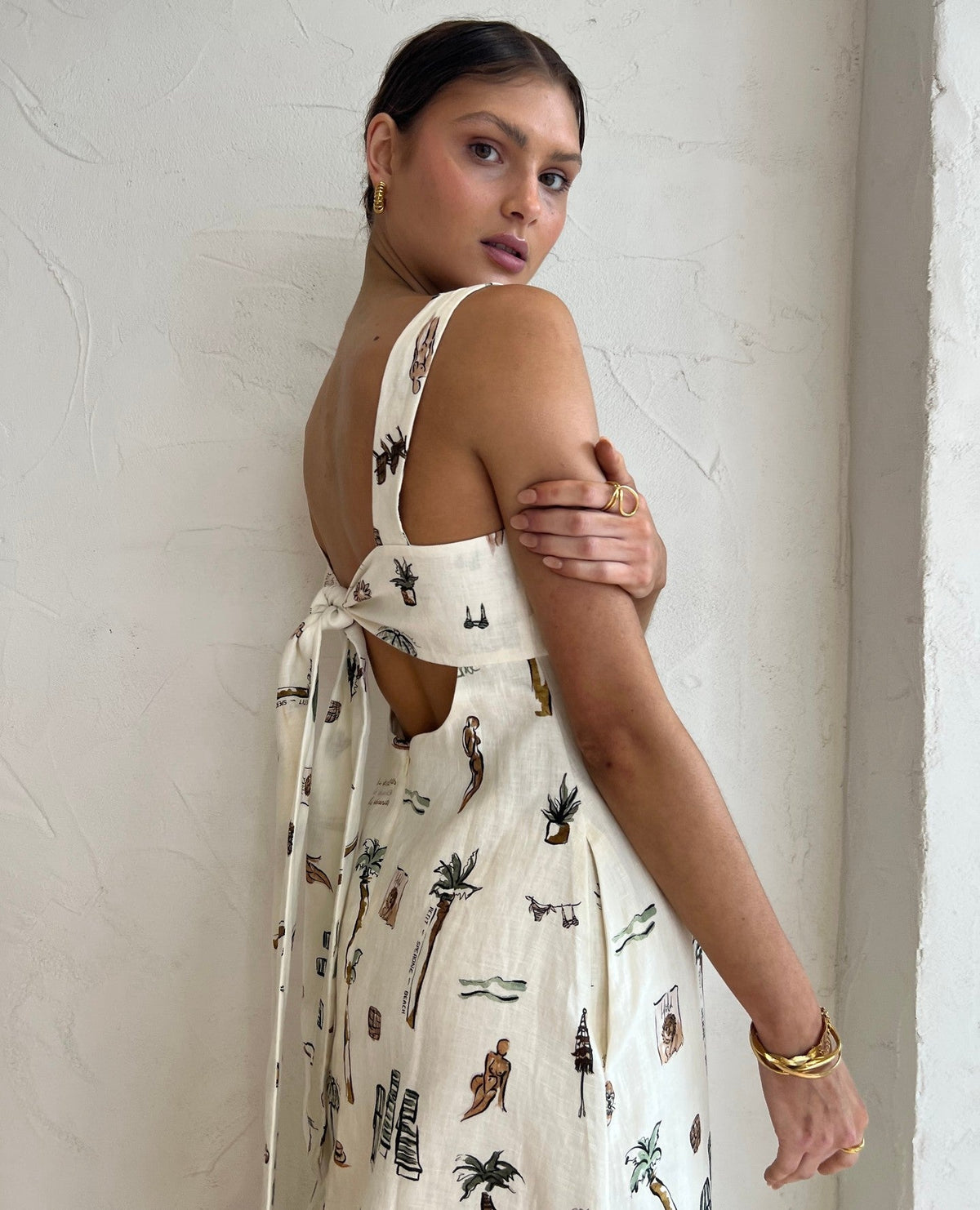 Veraniega · Vestido largo blanco estampado – Silvia Morel