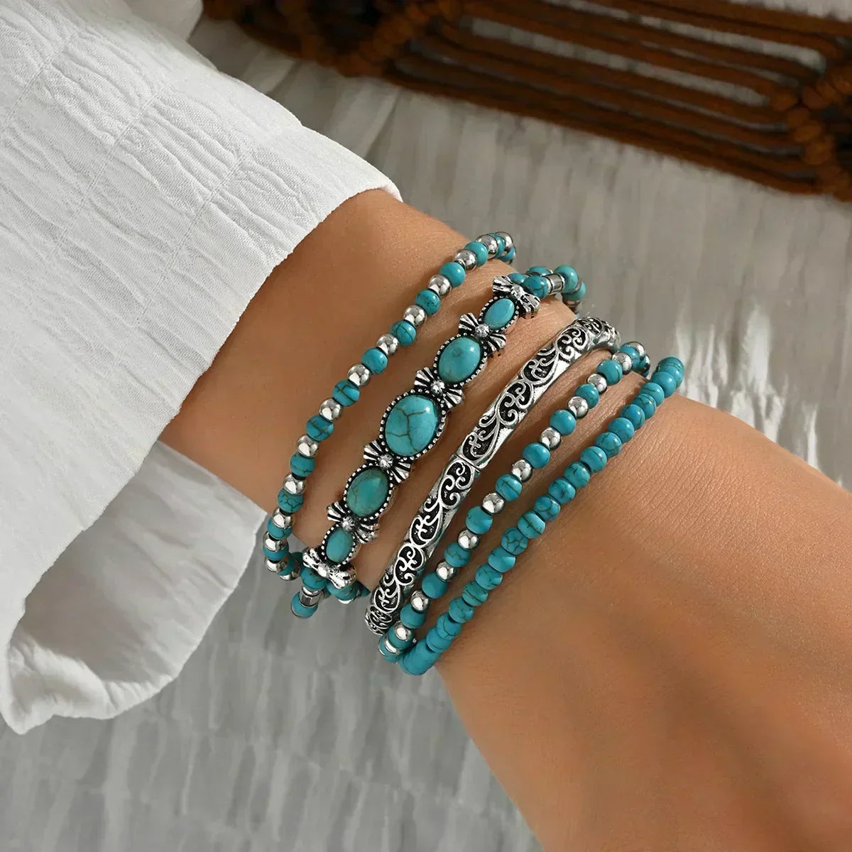 Turquesa · Set de 5 pulseras boho – Silvia Morel